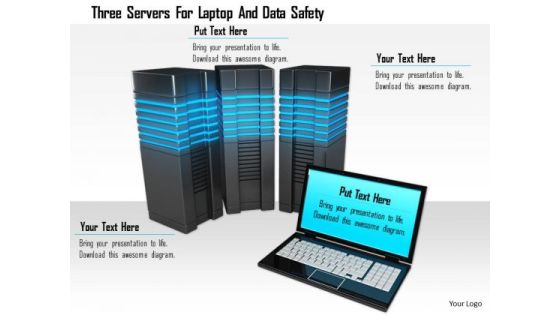 Stock Photo Three Servers For Laptop And Data Safety Image Graphics For PowerPoint Slide Stock Photo Three Servers For Laptop And Data Safety Image Graphics For PowerPoint Slide