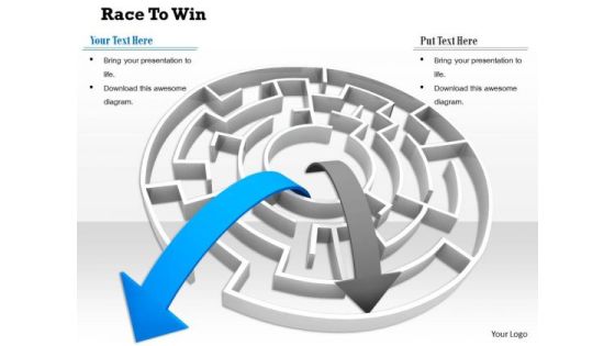 Stock Photo Two Arrows Coming Out Of Maze PowerPoint Slide