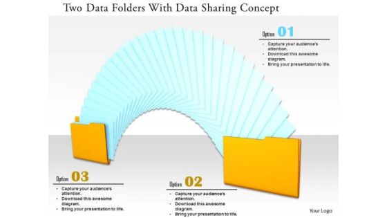 Stock Photo Two Data Folders With Data Sharing Concept PowerPoint Slide Stock Photo Two Data Folders With Data Sharing Concept PowerPoint Slide
