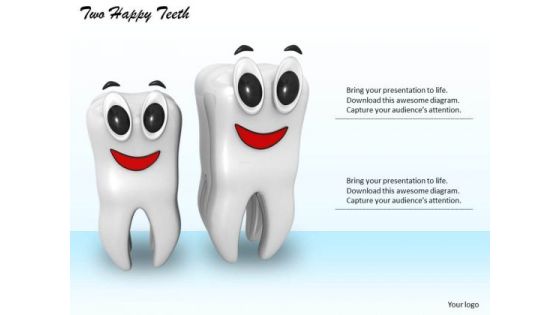 Stock Photo Two Happy Teeth Standing Together Pwerpoint Slide Stock Photo Two Happy Teeth Standing Together Pwerpoint Slide