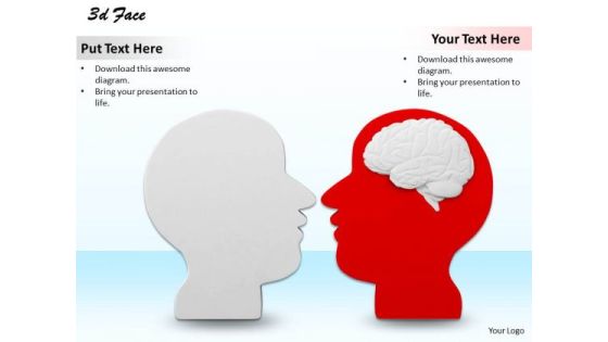 Stock Photo Two Human Faces With Brain Text PowerPoint Slide Stock Photo Two Human Faces With Brain Text PowerPoint Slide