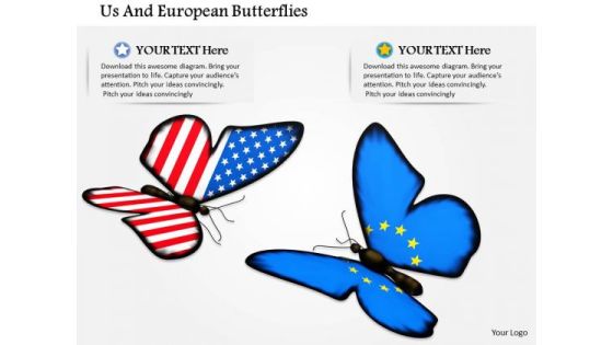 Stock Photo Us And European Butterflies PowerPoint Slide