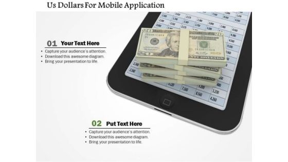 Stock Photo Us Dollars For Mobile Application PowerPoint Slide