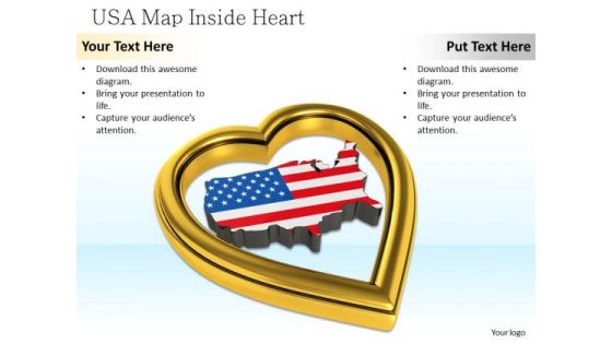 Stock Photo Usa Map Inside Golden Heart PowerPoint Slide Stock Photo Usa Map Inside Golden Heart PowerPoint Slide