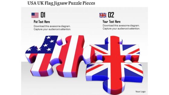 Stock Photo Usa Uk Flag Jigsaw Puzzle Pieces PowerPoint Slide