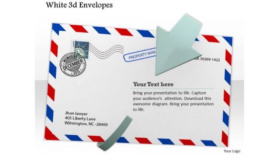 Stock Photo White Envelope With Postal Stamps PowerPoint Slide Stock Photo White Envelope With Postal Stamps PowerPoint Slide
