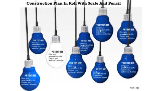 Stock Photo White Glowing Bulb In Blue Bulbs PowerPoint Slide Stock Photo White Glowing Bulb In Blue Bulbs PowerPoint Slide