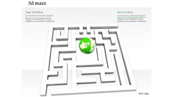 Stock Photo White Maze With Globe In Middle Problem Solving PowerPoint Slide Stock Photo White Maze With Globe In Middle Problem Solving PowerPoint Slide