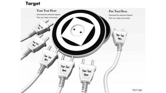 Stock Photo White Plugs Around Black Target Socket Pwerpoint Slide Stock Photo White Plugs Around Black Target Socket Pwerpoint Slide