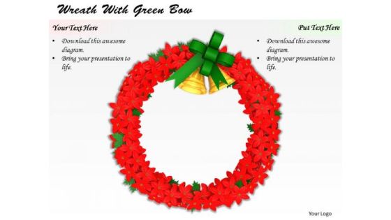 Stock Photo Wreath Of Red Flowers With Golden Bells PowerPoint Slide Stock Photo Wreath Of Red Flowers With Golden Bells PowerPoint Slide
