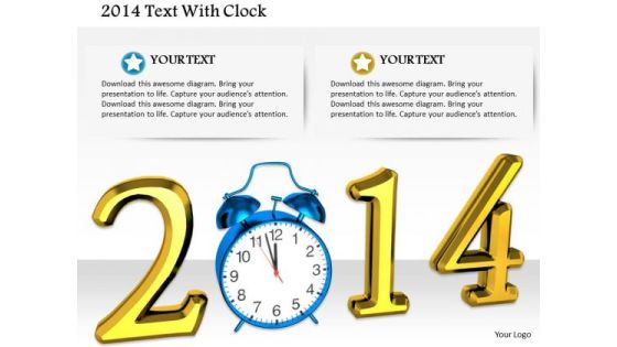 Stock Photo Year 2014 Text With Alarm Clock PowerPoint Slide Stock Photo Year 2014 Text With Alarm Clock PowerPoint Slide
