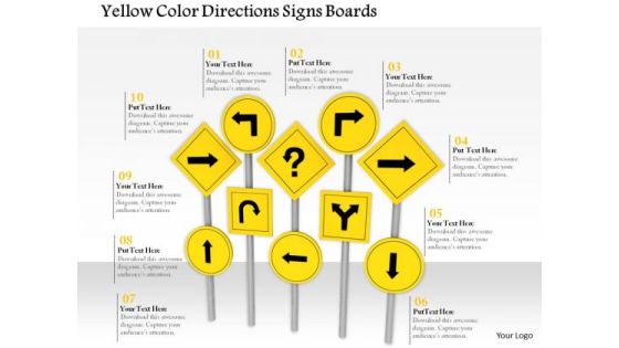 Stock Photo Yellow Color Directions Signs Boards PowerPoint Slide Stock Photo Yellow Color Directions Signs Boards PowerPoint Slide