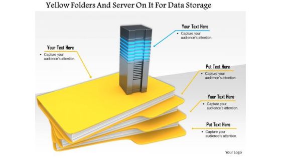 Stock Photo Yellow Folders And Server On It For Data Storage Image Graphics For PowerPoint Slide