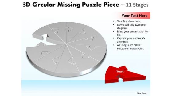 Strategic Management 3d Circular Missing Puzzle Piece 11 Stages Consulting Diagram