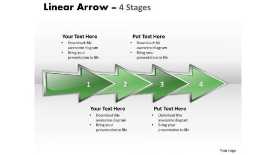 Strategic Management Linear Arrow 4 Stages Sales Diagram