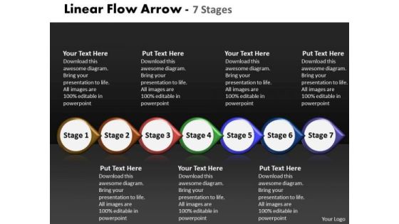 Strategic Management Linear Flow Arrow 7 Stages Business Diagram