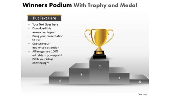 Strategic Management Winners Podium With Trophy And Medal Marketing Diagram
