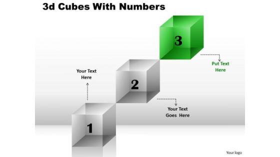 Strategy Diagram 3 Staged Cubes With Numbers Sales Diagram