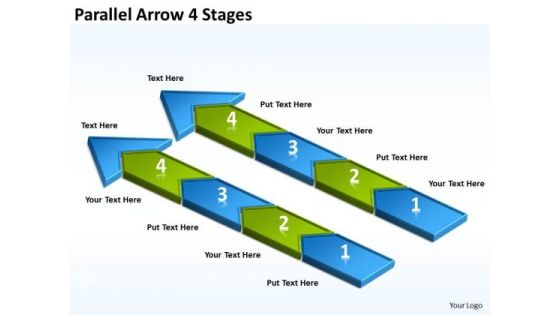 Strategy Diagram Parallel Arrow 4 Stages Marketing Diagram