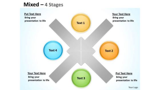 Strategy Diagram Unique Mixed Diagram For Strategy 4 Stages Business Framework Model