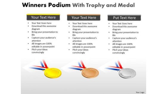 Strategy Diagram Winners Podium With Trophy And Medal Business Framework Model