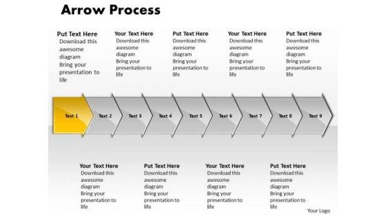 Strategy PowerPoint Template Arrow Process 9 Phase Diagram Graphic