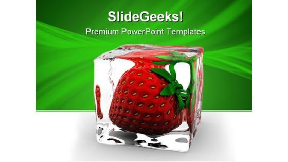 Strawberry In Ice Food PowerPoint Themes And PowerPoint Slides 0511 Strawberry In Ice Food PowerPoint Themes And PowerPoint Slides 0511