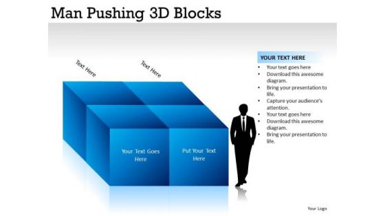 Strength Man Pushing 3d Blocks PowerPoint Slides And Ppt Diagram Templates