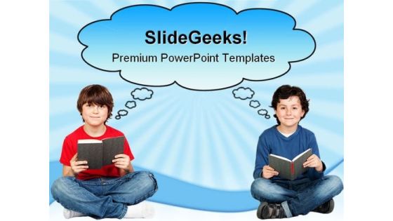 Student Thinking With A Book Education PowerPoint Templates And PowerPoint Backgrounds 0311