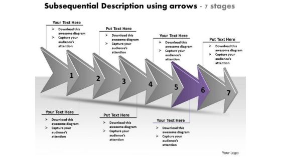 Subsequential Description Using Arrows 7 Stages Free Flowcharting Slides PowerPoint