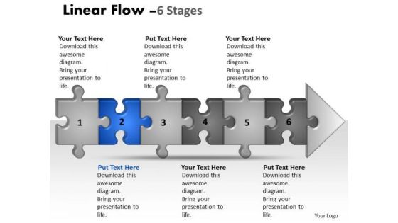 Success Ppt Template Linear Flow 6 Stages Style1 Project Management PowerPoint 3 Graphic