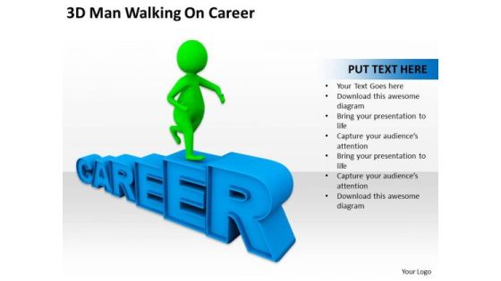 Successful Business Men 3d Man Walking On Career PowerPoint Templates
