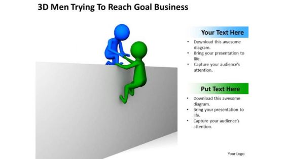 Successful Business Men 3d Trying To Reach Goal PowerPoint Theme Slides
