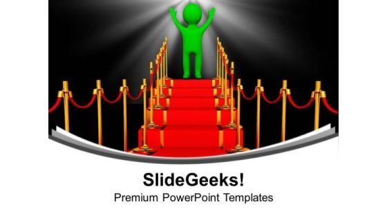 Successful Man On Red Carpet Winner PowerPoint Templates Ppt Backgrounds For Slides 0313