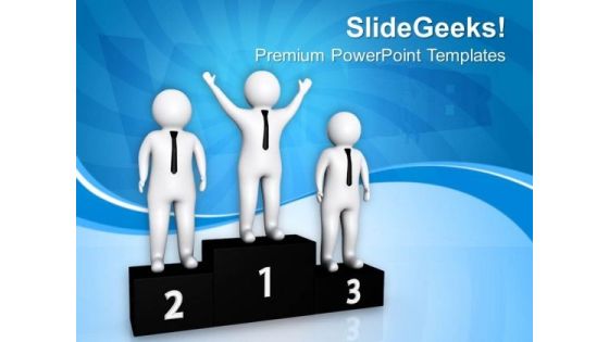 Successful Team On Winners Podium PowerPoint Templates Ppt Backgrounds For Slides 0713 Successful Team On Winners Podium PowerPoint Templates Ppt Backgrounds For Slides 0713