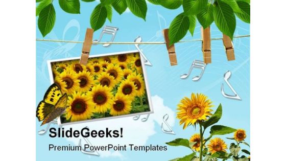 Sun Flowers Beauty PowerPoint Template 0610 Sun Flowers Beauty PowerPoint Template 0610