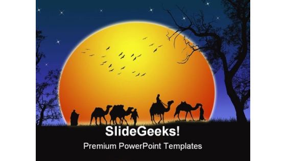 Sunset Desert Nature PowerPoint Backgrounds And Templates 0111