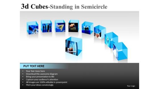 Surface 3d Cube Standing In Semicircle PowerPoint Slides And Ppt Diagram Templates