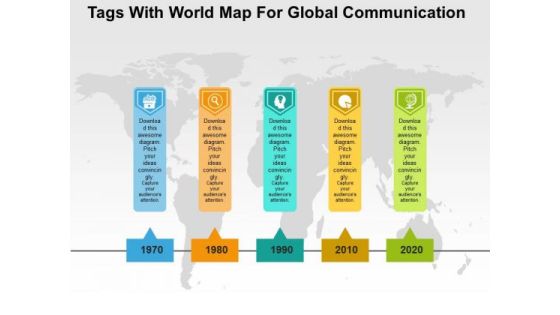 Tags With World Map For Global Communication PowerPoint Template Tags With World Map For Global Communication PowerPoint Template