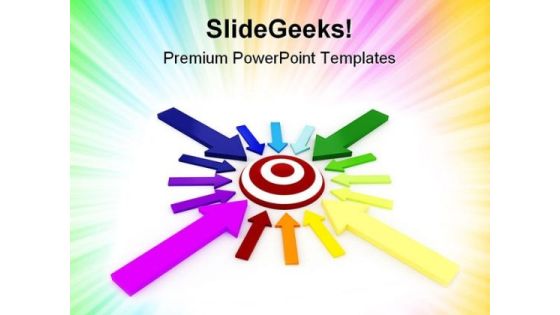 Target And Colorful Arrows Shapes PowerPoint Themes And PowerPoint Slides 0711