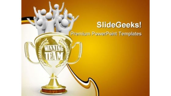 Team Members Cheering Success PowerPoint Templates And PowerPoint Backgrounds 0311