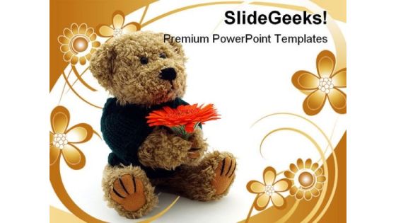 Teddy Bear With Flower Children PowerPoint Themes And PowerPoint Slides 0511 Teddy Bear With Flower Children PowerPoint Themes And PowerPoint Slides 0511