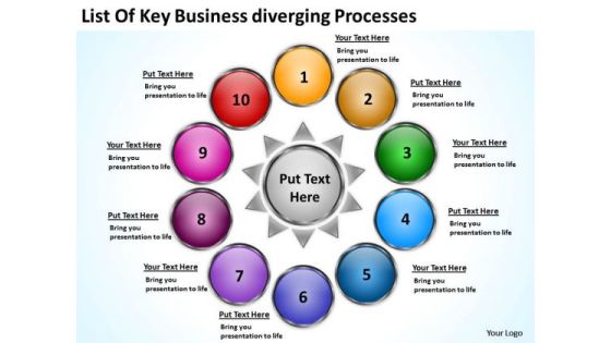 Templates Download Diverging Processes Arrows Network Software PowerPoint