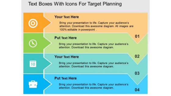 Text Boxes With Icons For Target Planning PowerPoint Templates Text Boxes With Icons For Target Planning PowerPoint Templates