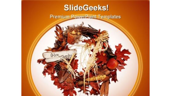 Thanksgiving Wreath Religion PowerPoint Template 1110 Thanksgiving Wreath Religion PowerPoint Template 1110