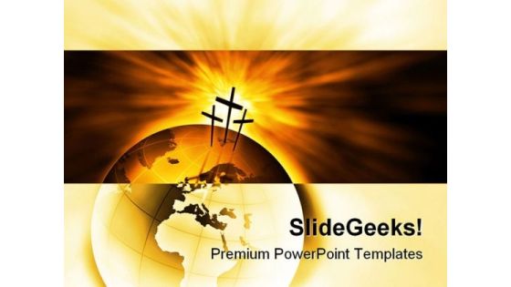 The Three Crosses Religion PowerPoint Template 0610
