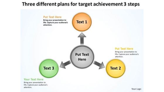 Three Different Plans For Target Achievement 3 Steps Charts And PowerPoint Slides Three Different Plans For Target Achievement 3 Steps Charts And PowerPoint Slides