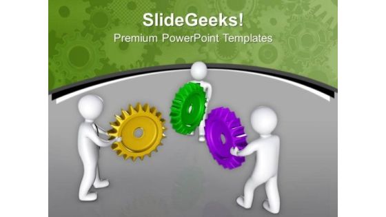 Three Man With Gear Process PowerPoint Templates Ppt Backgrounds For Slides 0713