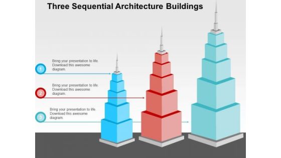 Three Sequential Architecture Buildings PowerPoint Template