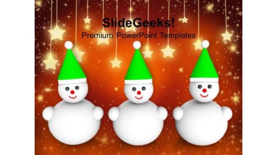 Three Snowman On Christmas Background PowerPoint Templates Ppt Backgrounds For Slides 1212 Three Snowman On Christmas Background PowerPoint Templates Ppt Backgrounds For Slides 1212